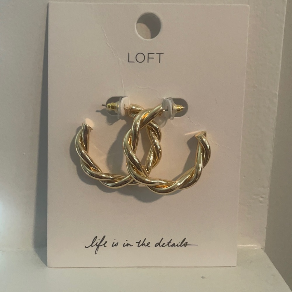 Loft twisted braid gold earrings